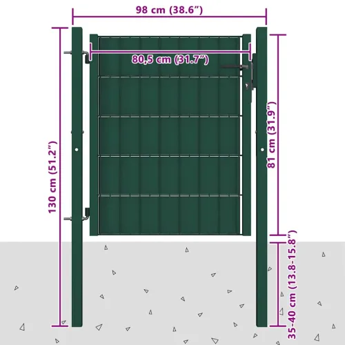 Dvorišna vrata - Vrata za ogradu PVC i čelik 100x81 cm Zelena - Zelena 100 x 81 cm Cijena