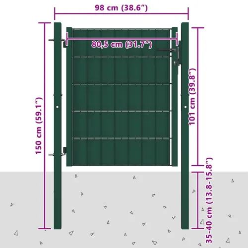 Dvorišna vrata - Vrata za ogradu PVC i čelik 100x100 cm Zelena - Zelena 100 x 100 cm Cijena