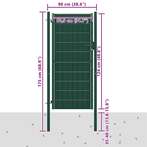 Dvorišna vrata - Vrata za ogradu PVC i čelik 100x124 cm Zelena - Zelena 100 x 124 cm Cijena
