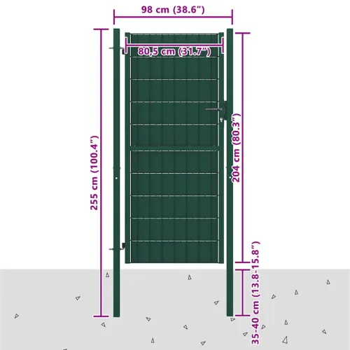Dvorišna vrata - Vrata za ogradu PVC i čelik 100x204 cm Zelena - Zelena 100 x 204 cm Cijena