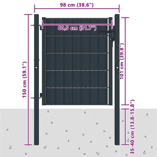 Dvorišna vrata - Vrata za ogradu PVC i čelik 100x100 cm Antracit - Antracit 100 x 100 cm Cijena