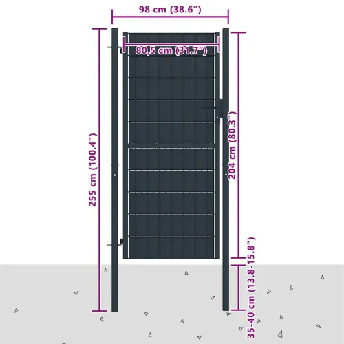 Dvorišna vrata - Vrata za ogradu PVC i čelik 100x204 cm Antracit - Antracit 100 x 204 cm Cijena