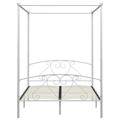 Okvir za krevet s nadstrešnicom bijeli metalni 140 x 200 cm  - Bijela 140 x 200 cm Bijela 140 x 200 cm Cijena
