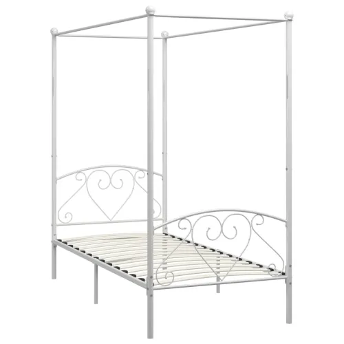 Okvir za krevet s nadstrešnicom bijeli metalni 90 x 200 cm  - Bijela 90 x 200 cm Bijela 90 x 200 cm Cijena