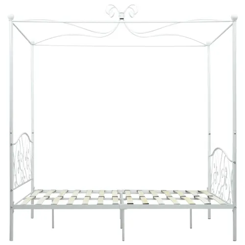 Okvir za krevet s nadstrešnicom bijeli metalni 140 x 200 cm - Bijela 140 x 200 cm Bijela 140 x 200 cm Cijena