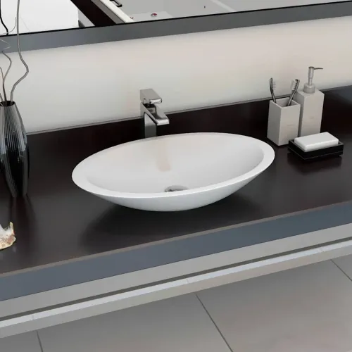 Lavabo - Umivaonik od lijevanih minerala/mramora 59,3x35,1x10,7 cm bijeli - 59.3 x 35.1 x 10.7 cm Cijena