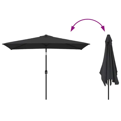 Vanjski suncobran s metalnim stupom 300 x 200 cm crni - Crna Cijena