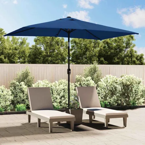 Vanjski suncobran s metalnim stupom 300 x 200 cm azurni - Azurno plava Cijena