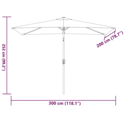 Vanjski suncobran s metalnim stupom 300 x 200 cm azurni - Azurno plava Cijena