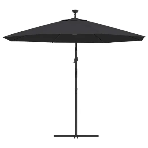 Konzolni vrtni suncobran LED s čeličnim stupom 300 cm crni - Crna 300 cm Cijena