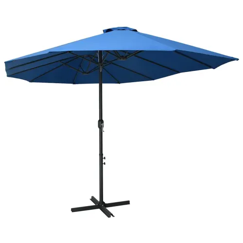 Vanjski suncobran s aluminijskim stupom 460 x 270 cm plavi - Plava Cijena