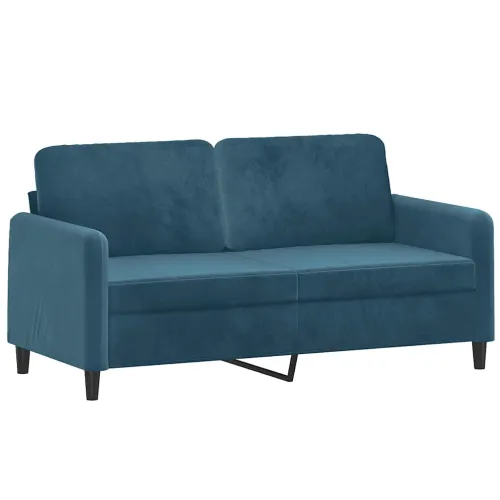 3-dijelni set sofa plavi baršunasti - Plava s jastučićima i tabureom Cijena