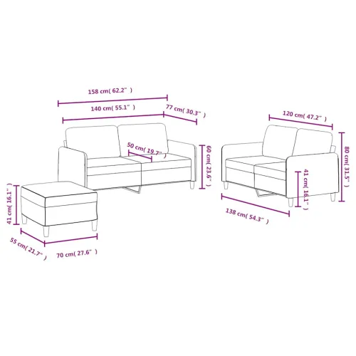 3-dijelni set sofa plavi baršunasti - Plava s jastučićima i tabureom Cijena