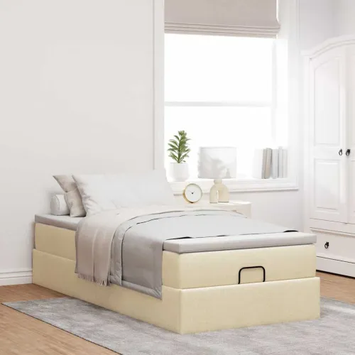 otoman okvir kreveta s madraca krem 80x200cm od tkanine - Krema 80 x 200 cm Krema 80 x 200 cm Cijena