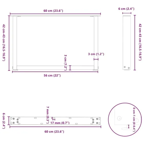 Noge za klub stolić U-oblik 2 kom Crne 60 x (42-43) cm Čelik - Crna 60 x (42-43) cm 2 Cijena