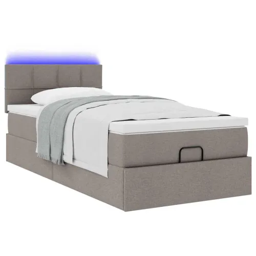 otoman krevet s madracem smeđesivi 100x200 cm tkanine - Sivo-smeđa 100 x 200 cm Blok s kvadratima Cijena