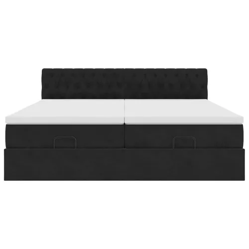 otoman okvir kreveta s madracima crni 180x200cm baršunasti - Crna 180 x 200 cm Dizajn s gumbima Cijena