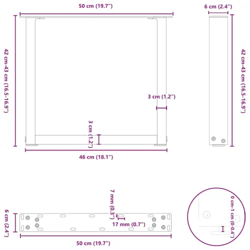 Noge za klub stolić U-oblik 2 kom Crne 50 x (42-43) cm Čelik - Crna 50 x (42-43) cm 2 Cijena