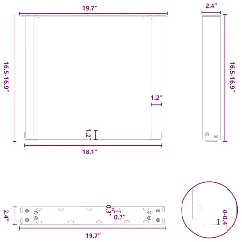 Noge za klub stolić U-oblik 2 kom Crne 50 x (42-43) cm Čelik - Crna 50 x (42-43) cm 2 Cijena