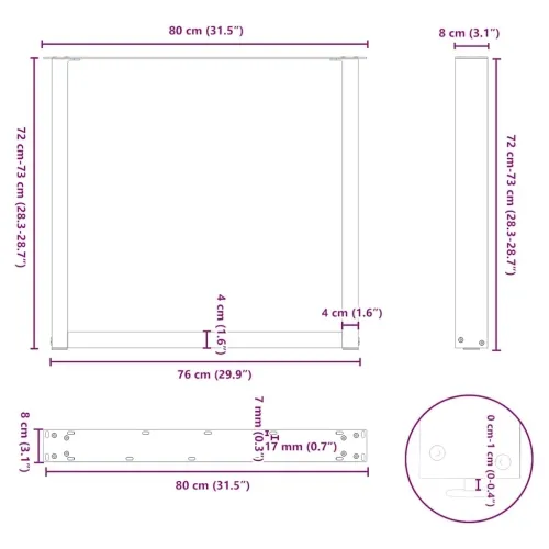 Noge za blagovaonski stol U-oblik 2 kom Bijele 80 x (72-73) cm Čelik - Bijela 80 x (72-73) cm 2 Cijena