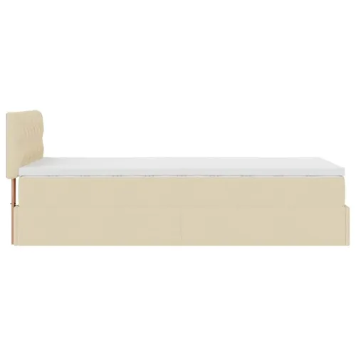 otoman okvir kreveta s madraca krem 80x200cm od tkanine - Krema 80 x 200 cm Dizajn s gumbima Krema Cijena