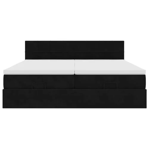otoman okvir kreveta s madracima crni 200x200cm baršunasti - Crna 200 x 200 cm Blok s kvadratima Cijena