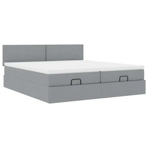 Okvir kreveta s madracima svijetlosivi 180x200cm tkanine - Svjetlosiva 180 x 200 cm Gladak dizajn Cijena