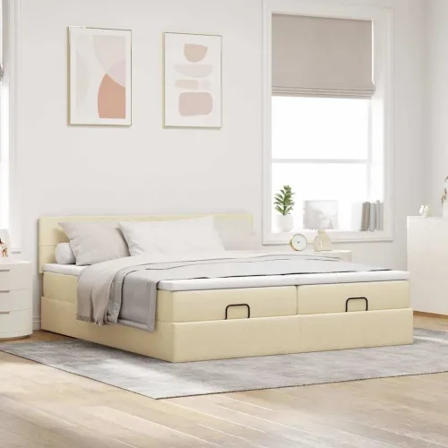 otoman okvir kreveta s madracima krem 180x200cm od tkanine - Krema 180 x 200 cm Blok s kvadratima Cijena