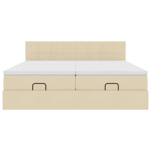 otoman okvir kreveta s madracima krem 200x200cm od tkanine - Krema 200 x 200 cm Blok s kvadratima Cijena
