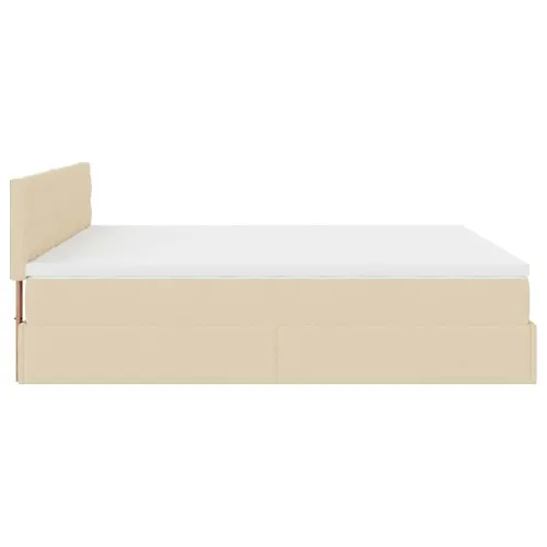 otoman okvir kreveta s madracima krem 200x200cm od tkanine - Krema 200 x 200 cm gumbi Cijena