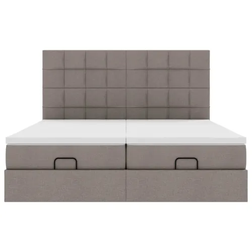 otoman okvir kreveta s madracima smeđesivi 200x200cm tkanine - Sivo-smeđa 200 x 200 cm Blok s kvadratima Cijena