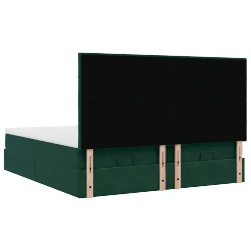 Okvir kreveta s madracima tamnozeleni 160x200cm baršunasti - Tamnozelena 160 x 200 cm Blok s kvadratima Cijena