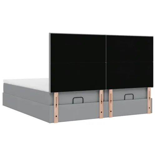 Okvir kreveta s madracima svijetlosivi 200x200cm od tkanine - Svjetlosiva 200 x 200 cm Gladak dizajn Cijena