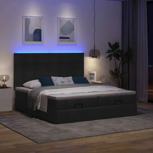 otoman okvir kreveta s madracima crni 200x200cm od tkanine - Crna 200 x 200 cm Blok s kvadratima Cijena