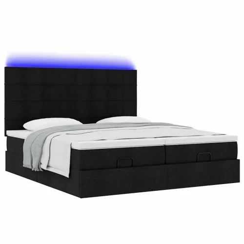 otoman okvir kreveta s madracima crni 200x200cm od tkanine - Crna 200 x 200 cm Blok s kvadratima Cijena