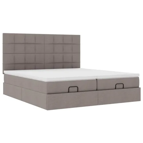 otoman okvir kreveta s madracima smeđesivi 200x200cm tkanine - Sivo-smeđa 200 x 200 cm Blok s kvadratima Cijena
