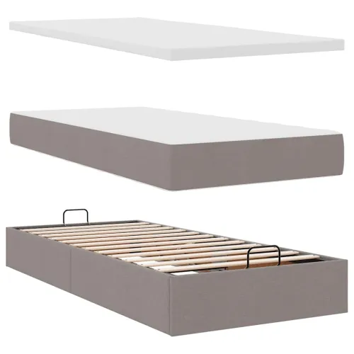 otoman okvir kreveta s madracima smeđesivi 200x200cm tkanine - Sivo-smeđa 200 x 200 cm Blok s kvadratima Cijena