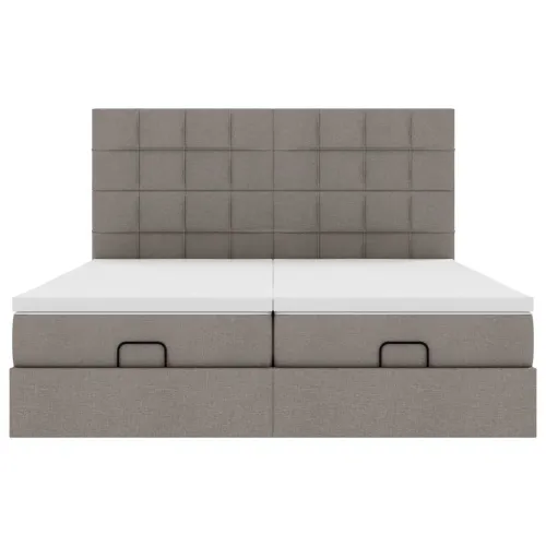 otoman okvir kreveta s madracima smeđesivi 200x200cm tkanine - Sivo-smeđa 200 x 200 cm Blok s kvadratima Cijena