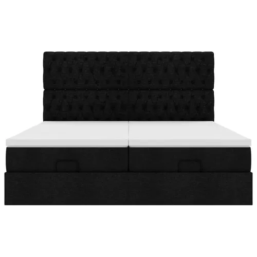 otoman okvir kreveta s madracima crni 200x200cm od tkanine - Crna 200 x 200 cm Dizajn s gumbima Cijena