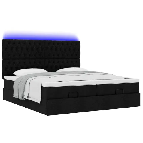 otoman okvir kreveta s madracima crni 200x200cm od tkanine - Crna 200 x 200 cm Dizajn s gumbima Cijena