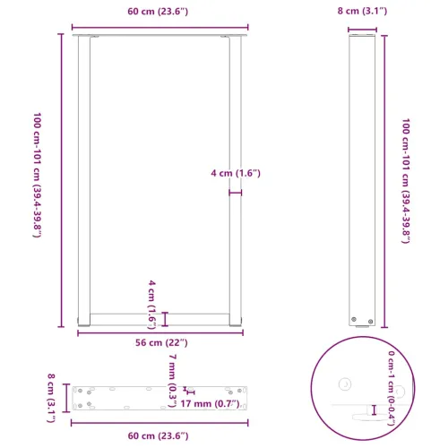 Noge za barski stol U-oblika 2 kom Bijele 60 x (100-101) cm Čelik - Bijela 60 x (100-101) cm 2 Cijena