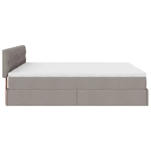 otoman okvir kreveta s madracima smeđesivi 200x200cm tkanine - Sivo-smeđa 200 x 200 cm Dizajn s gumbima Cijena