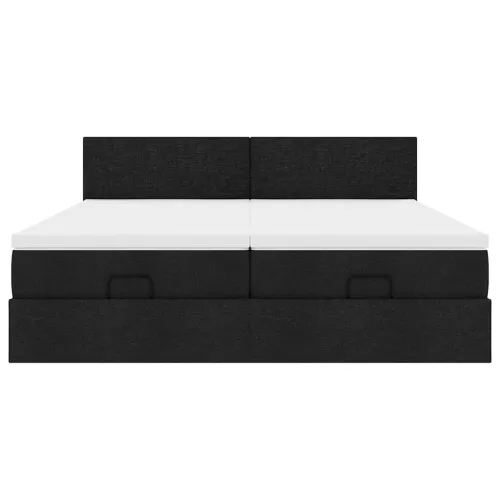 otoman okvir kreveta s madracima crni 180x200cm od tkanine - Crna 180 x 200 cm Gladak dizajn Cijena