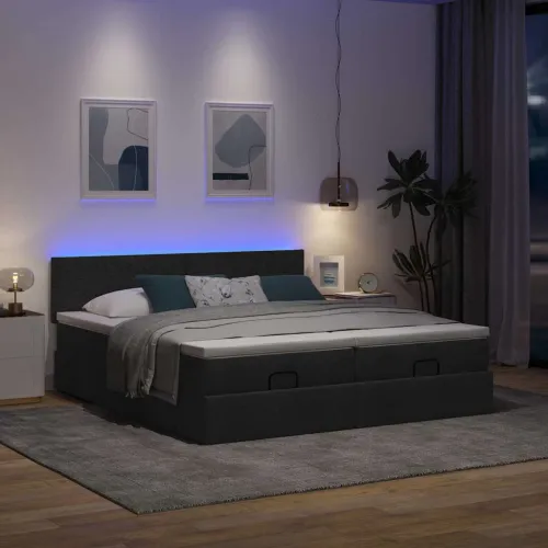 otoman okvir kreveta s madracima crni 180x200cm od tkanine - Crna 180 x 200 cm Gladak dizajn Cijena