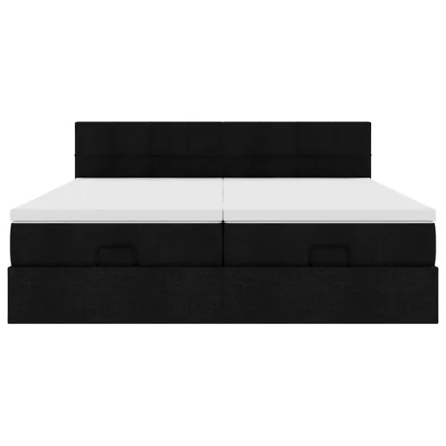 otoman okvir kreveta s madracima crni 180x200cm od tkanine - Crna 180 x 200 cm Blok s kvadratima Cijena