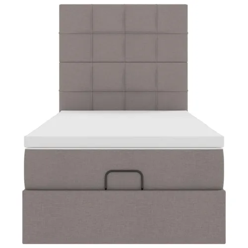 otoman okvir kreveta s madraca smeđesivi 100x200cm tkanine - Sivo-smeđa 100 x 200 cm Blok s kvadratima Cijena