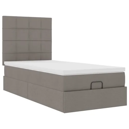 otoman okvir kreveta s madraca smeđesivi 100x200cm tkanine - Sivo-smeđa 100 x 200 cm Blok s kvadratima Cijena