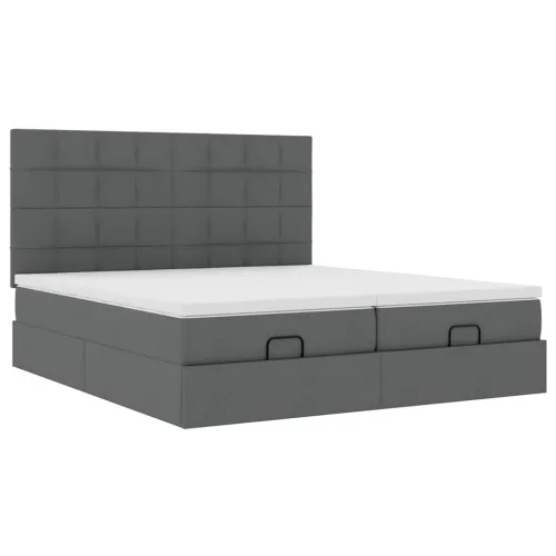 otoman okvir kreveta s madracima tamnosivi 200x200cm tkanine - Tamno siva 200 x 200 cm Blok s kvadratima Cijena