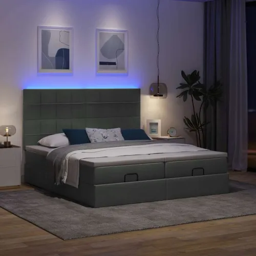 otoman okvir kreveta s madracima tamnosivi 200x200cm tkanine - Tamno siva 200 x 200 cm Blok s kvadratima Cijena