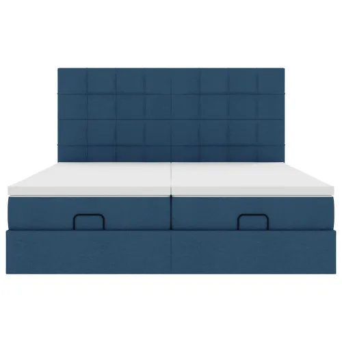 otoman okvir kreveta s madracima plavi 200x200cm tkanine - Plava 200 x 200 cm Blok s kvadratima Cijena